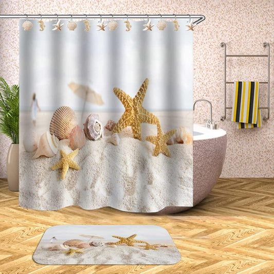 Anillos de cortina de ducha de conchas marinas, 12 piezas de resina decorativa - VIRTUAL MUEBLES