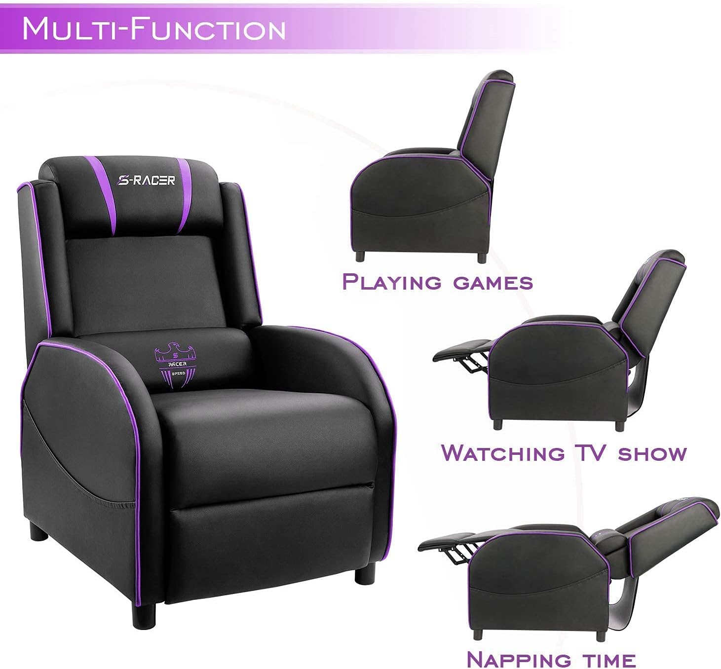 Silla reclinable de masaje para videojuegos, estilo carreras, sofá reclinable