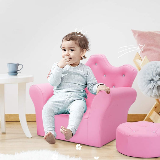 FUTADA Sofá para niños, sillón de princesa con otomana, sillón tapizado con