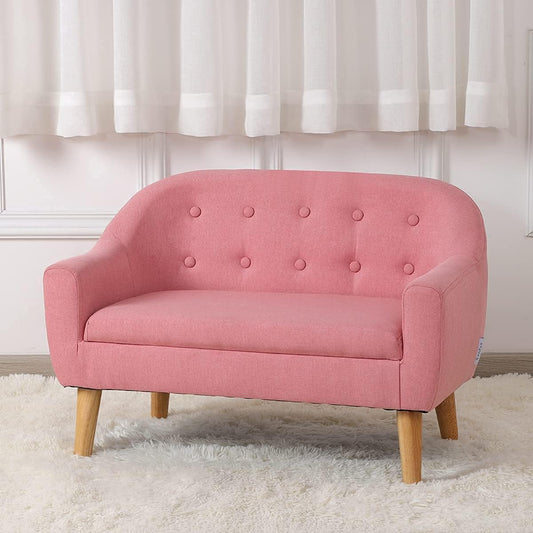 Sofá para niños, sofá tapizado de tela de lino de 2 plazas, perfecto para