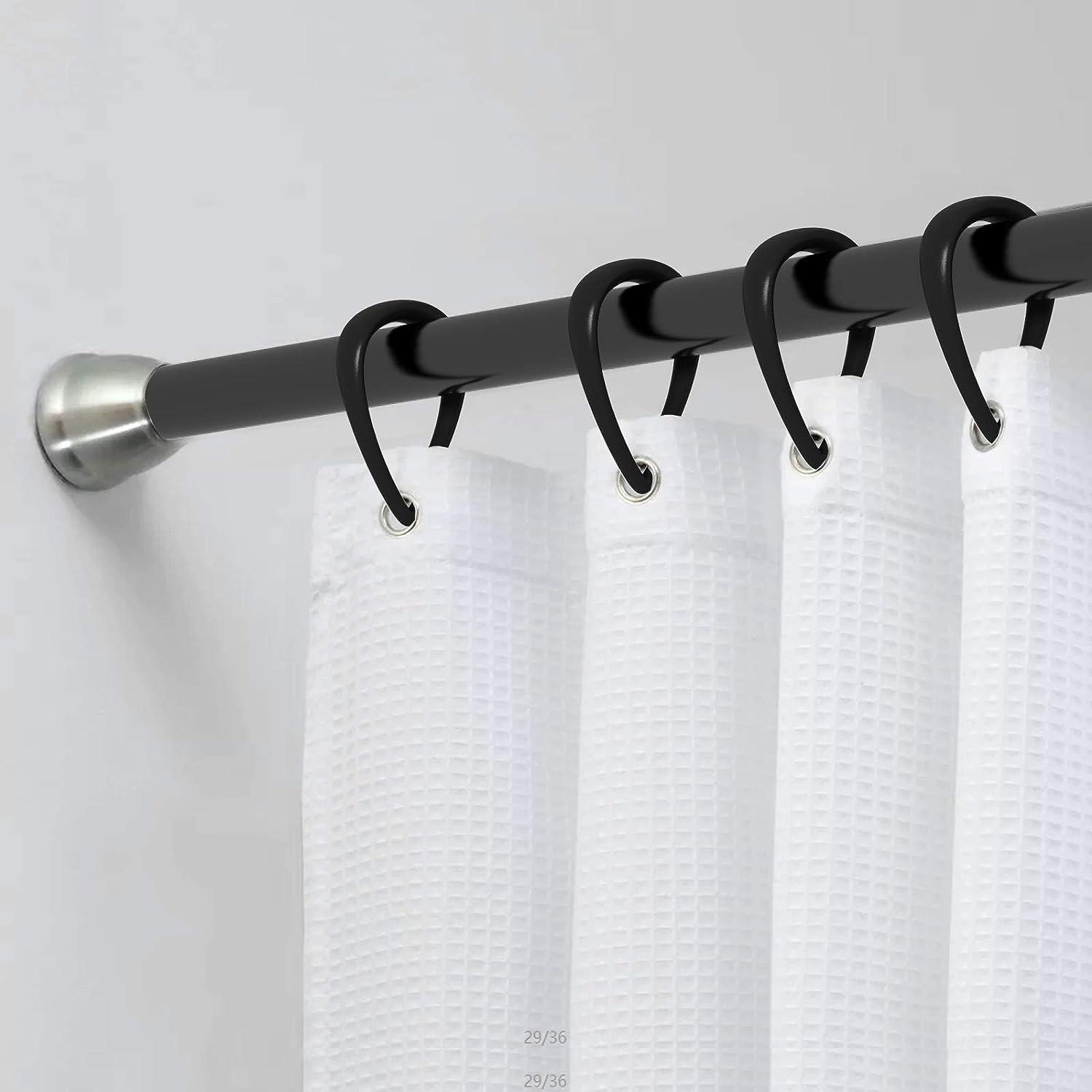 Ganchos de cortina de ducha de plástico negro, ganchos de ducha en forma de - VIRTUAL MUEBLES