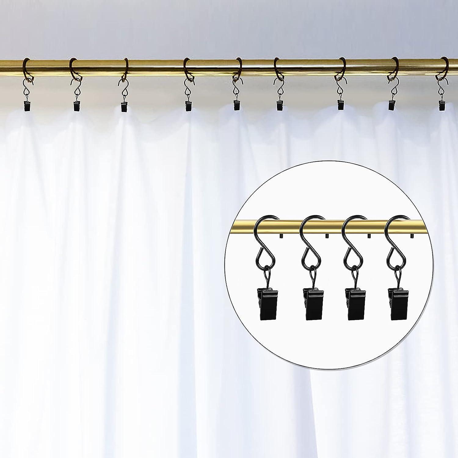 Paquete de 46 ganchos de cortina de metal, clips de luz para tira de luces - VIRTUAL MUEBLES