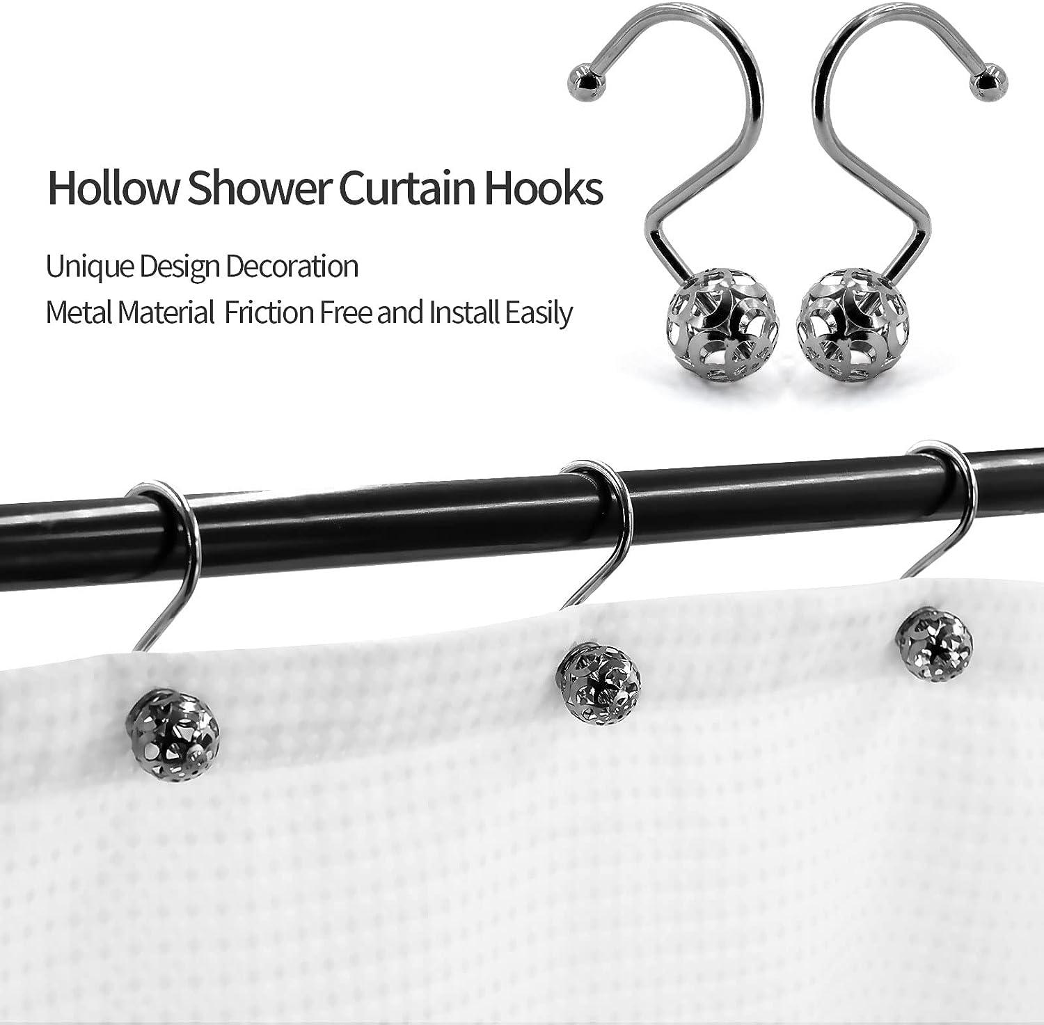 Ganchos de metal plateado para cortina de ducha, ganchos de ducha de metal - VIRTUAL MUEBLES