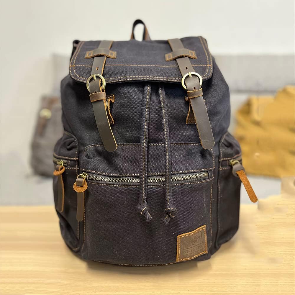 AUGUR High Capacity Canvas Vintage Backpack for School Travel 12-15.6" Laptop