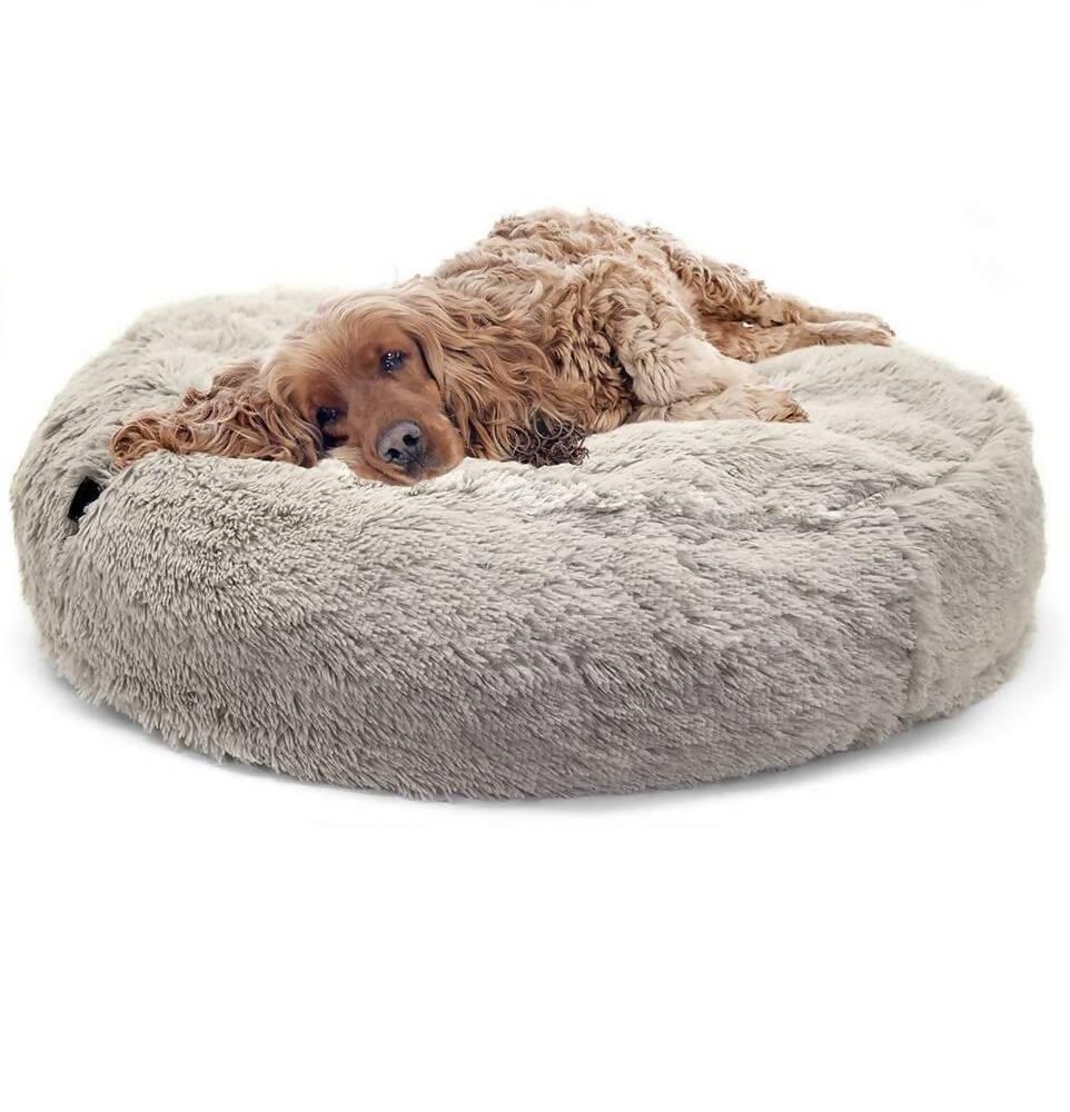Cama Puff Peluda Perro Raza Grande BEIGE - VIRTUAL MUEBLES