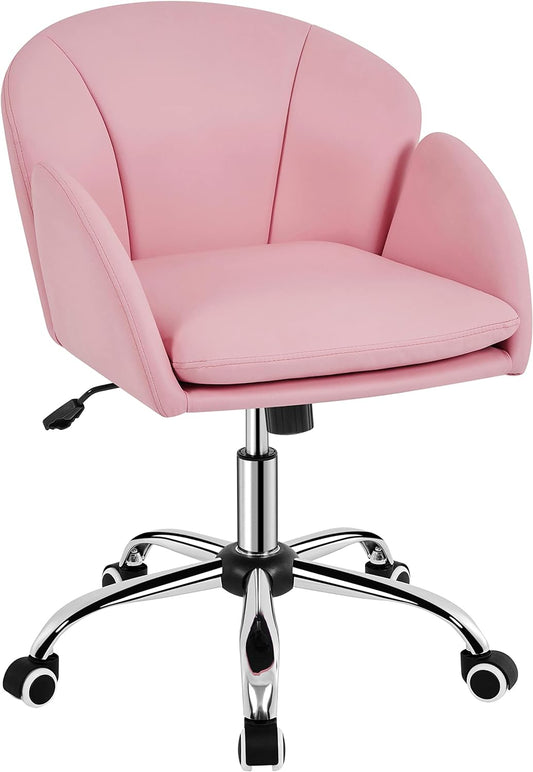 Silla de escritorio con diseño de pétalos, silla giratoria de piel tapizada,