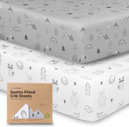 Paquete de 2 sábanas orgánicas para cuna para niños, niñas, sábana bajera