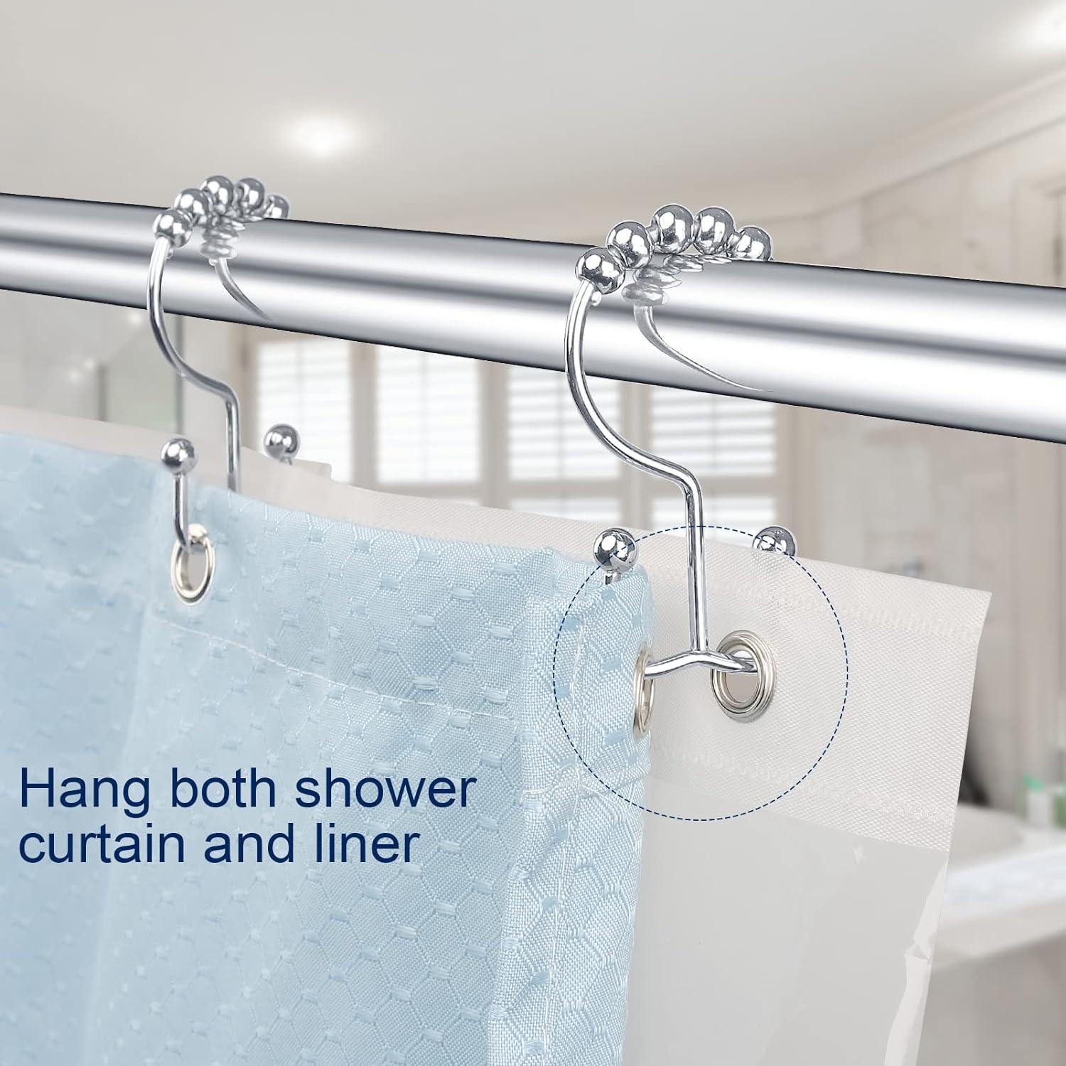 Ganchos para cortina de ducha, resistentes de acero inoxidable de doble cara, - VIRTUAL MUEBLES