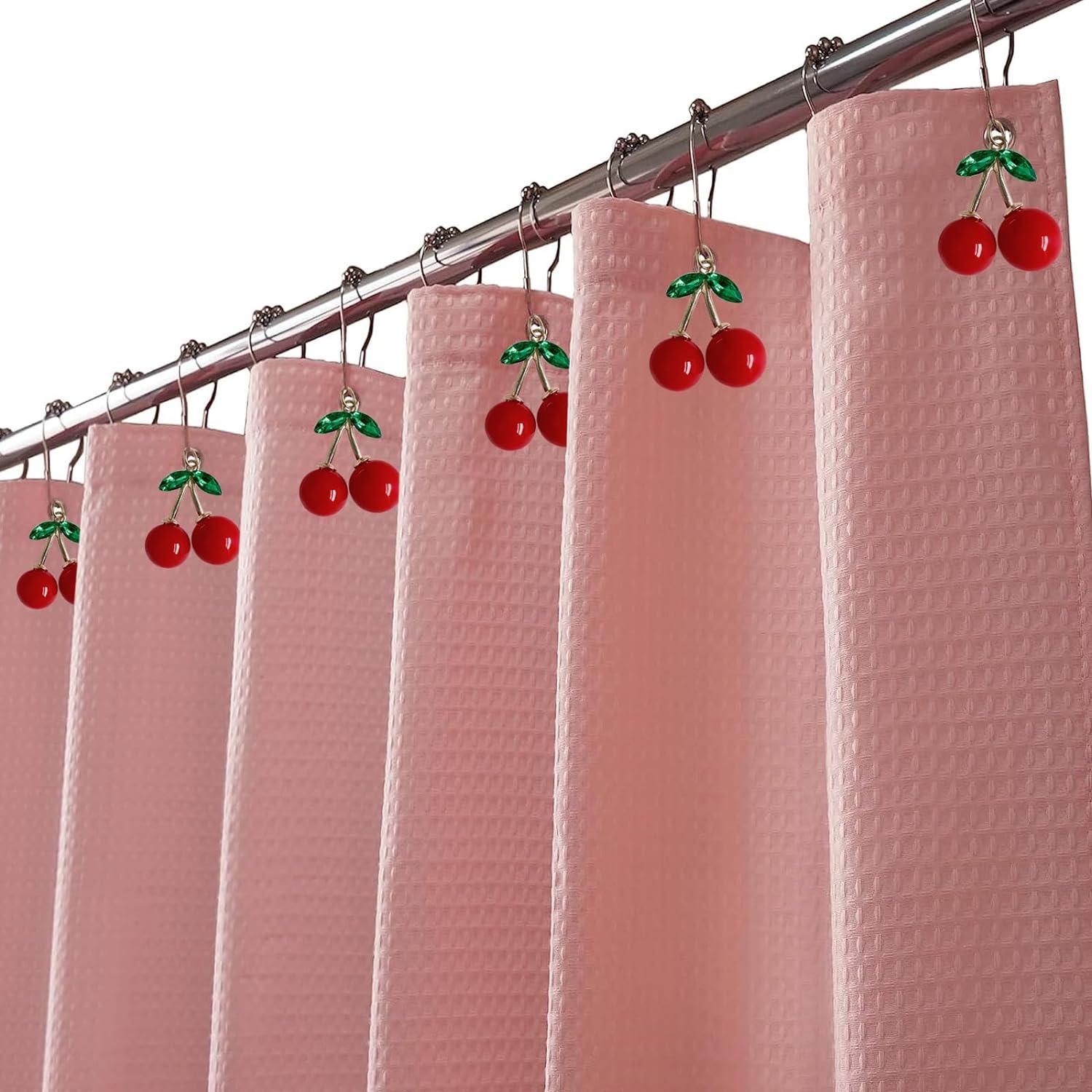 Anillos de cortina de decoración de baño de cereza para barra de ducha de baño - VIRTUAL MUEBLES