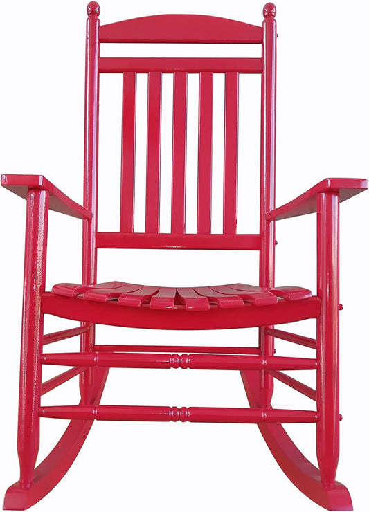 Mecedora mecedora A040RD de madera roja para porche, silla mecedora para