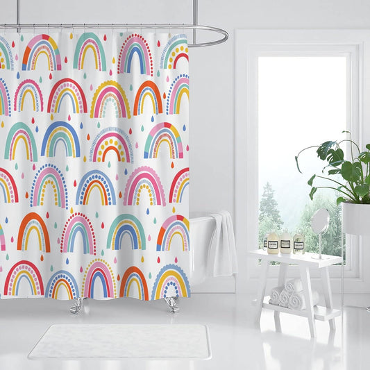 Cortinas de ducha de arco iris, estilo bohemio, abstracto, arcoíris, para baño, - VIRTUAL MUEBLES