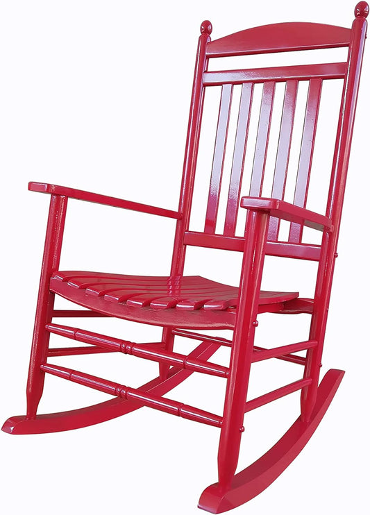 Mecedora mecedora A040RD de madera roja para porche, silla mecedora para