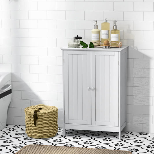 Armario de suelo de baño, armario de almacenamiento independiente de madera con