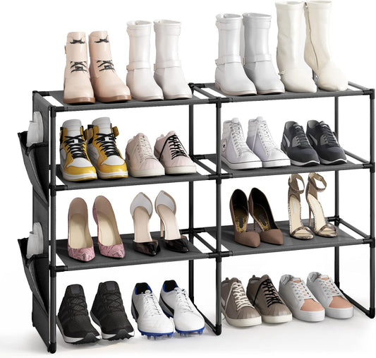 Zapatero de 4 niveles para armario, organizador de almacenamiento de zapatos