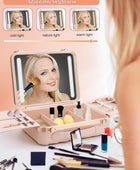 Kalolary Estuches de maquillaje de viaje con espejo iluminado LED, ajuste de 3 - VIRTUAL MUEBLES