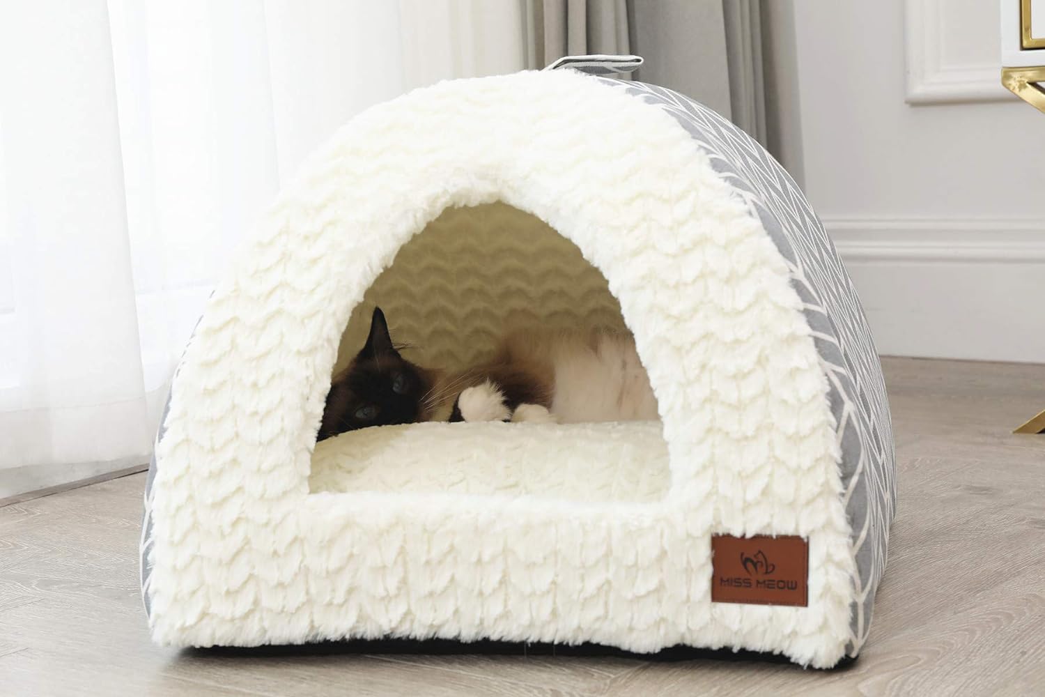 Cama para gatos de interior, cama tipo cueva para gatos medianos y grandes,