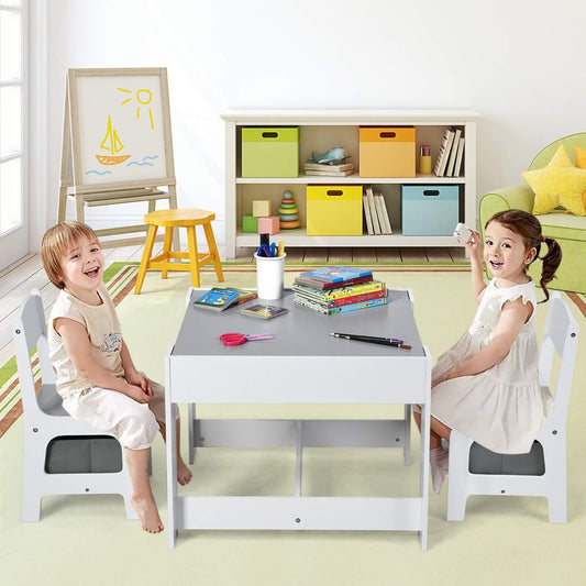 Juego de mesa y silla para niños, mesa de actividades de madera 3 en 1 con
