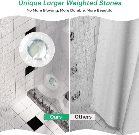 Cortina de ducha de plástico, EVA 8G con piedras transparentes resistentes y - VIRTUAL MUEBLES