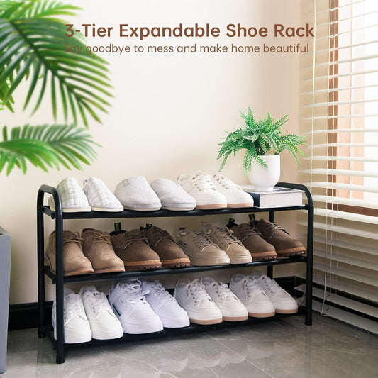 Zapatero expandible de 3 niveles, estante ajustable para zapatos, organizador