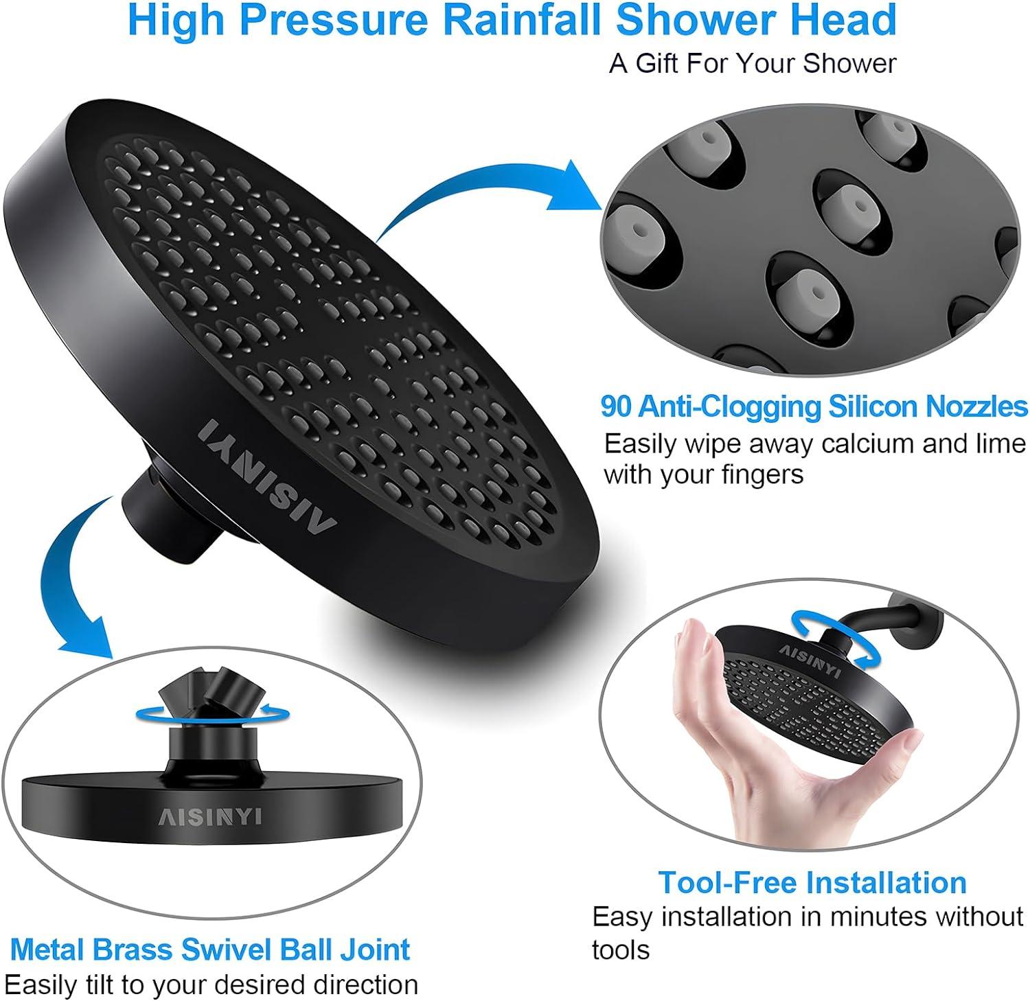 AISINYI Cabezal de ducha de lluvia de alta presión, cabezal de ducha moderno de - VIRTUAL MUEBLES