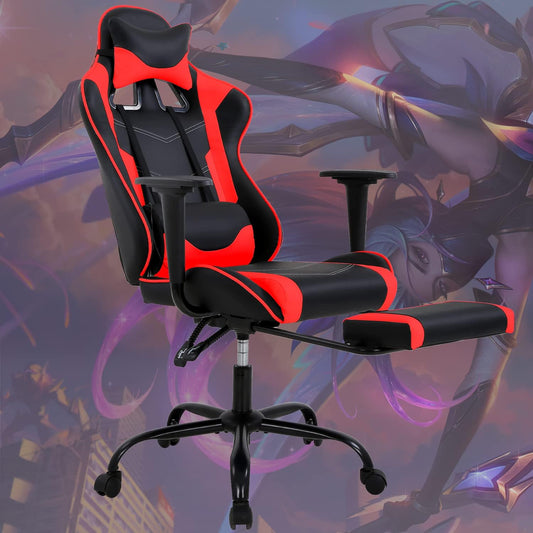 Silla para videojuegos, silla ergonómica para juegos con reposapiés reclinable