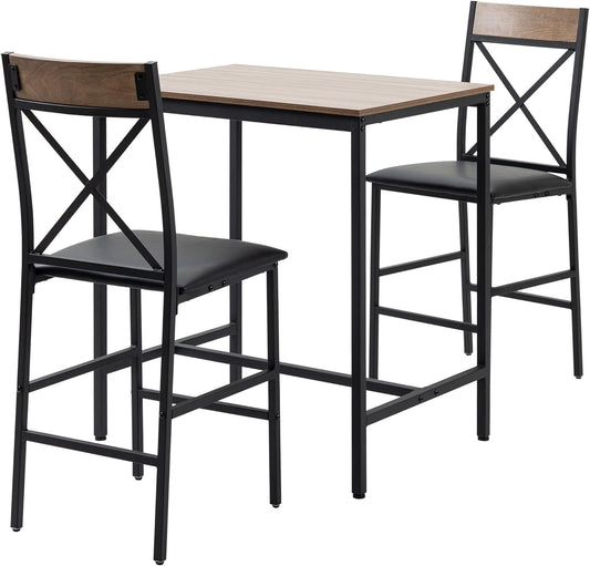 HOMCOM Juego de mesa de bar y sillas de 3 piezas, juego de mesa de comedor con