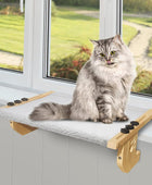 Hamaca resistente para ventana de gato con marco de madera y metal, no requiere