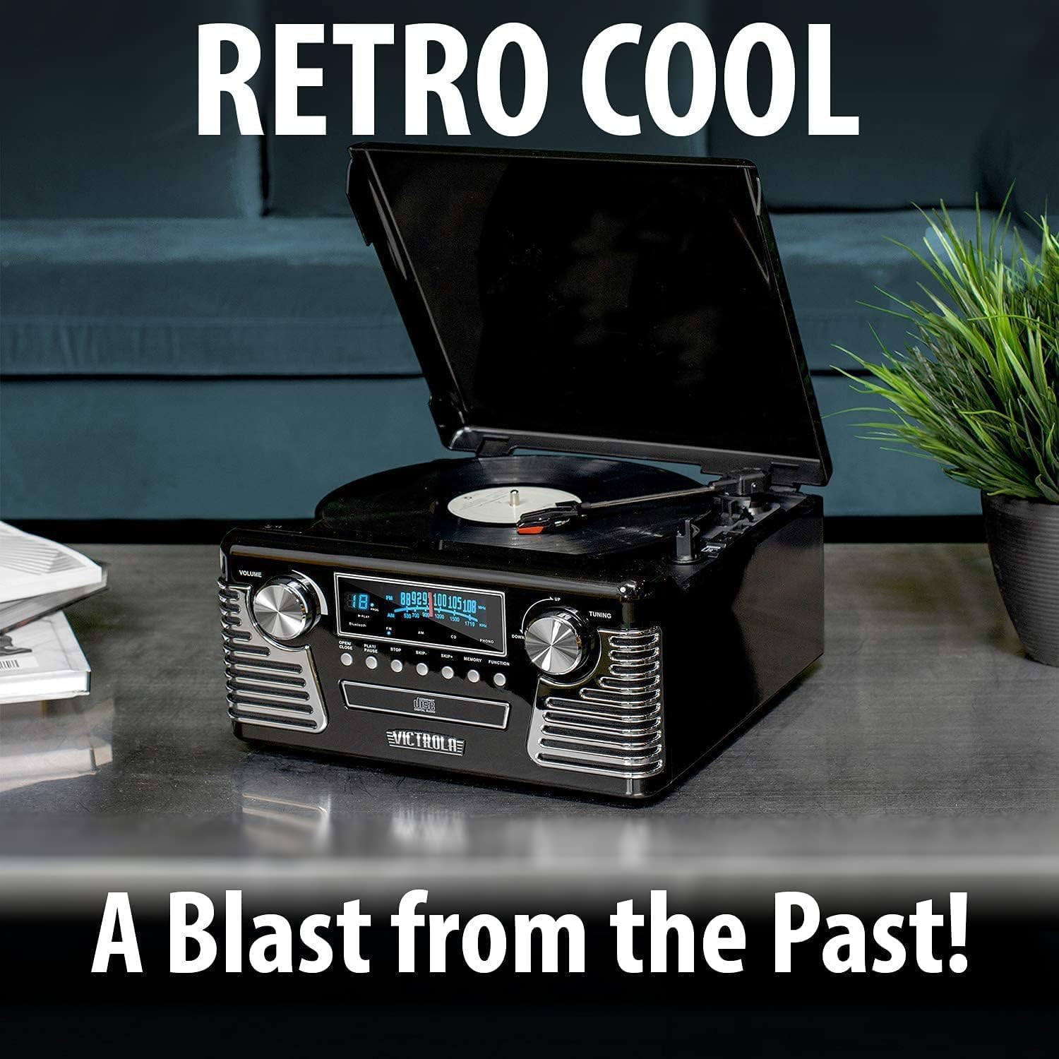 Victrola Tocadiscos Bluetooth retro de los años 50 y centro multimedia con