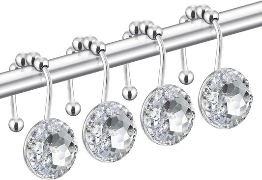 HBlife 12 ganchos decorativos de acrílico para cortina de ducha con diamantes - VIRTUAL MUEBLES