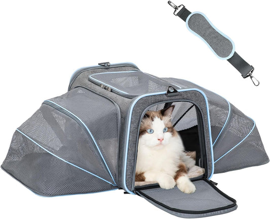 Petsfit transportador de perros expandible para viajes con colchoneta de lana,