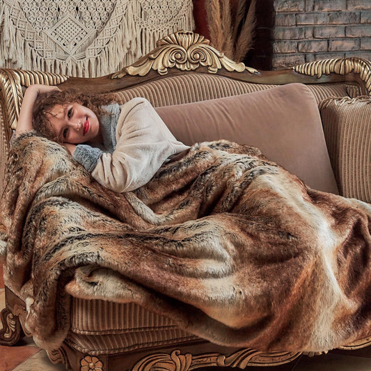 Manta de felpa de piel sintética, lujosa, gruesa y esponjosa para sofá, cama,