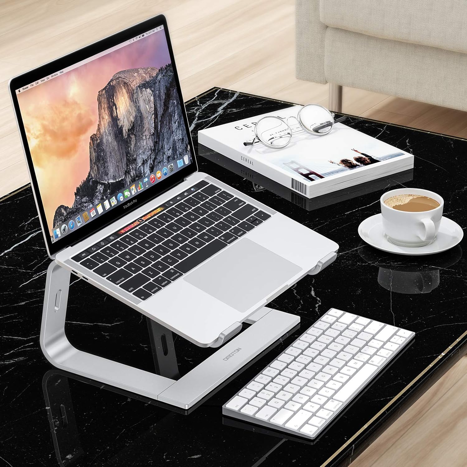 OMOTON Soporte desmontable de aluminio para laptop en escritorio, compatible
