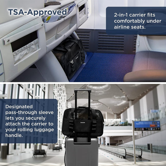 TSA Aprobado por aerolíneas Mochila 2 en 1 para mascotas de lados suaves para