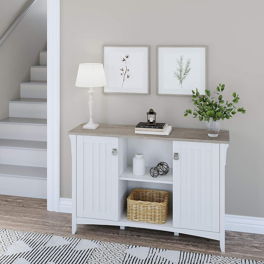 Furniture Salinas Accent Armario de almacenamiento con puertas, color blanco