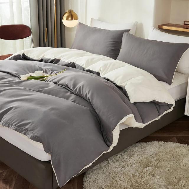 Duvet Bicolor Gris Oscuro / Crema Semidoble - VIRTUAL MUEBLES