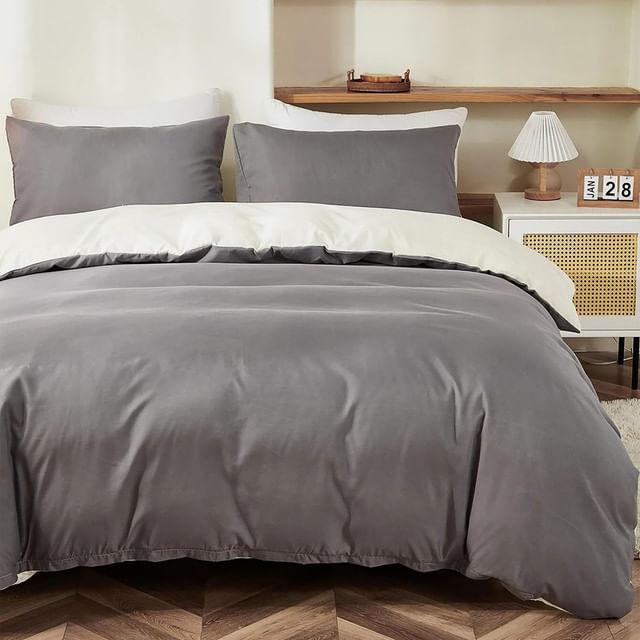 Duvet Bicolor Gris Oscuro / Crema Semidoble - VIRTUAL MUEBLES
