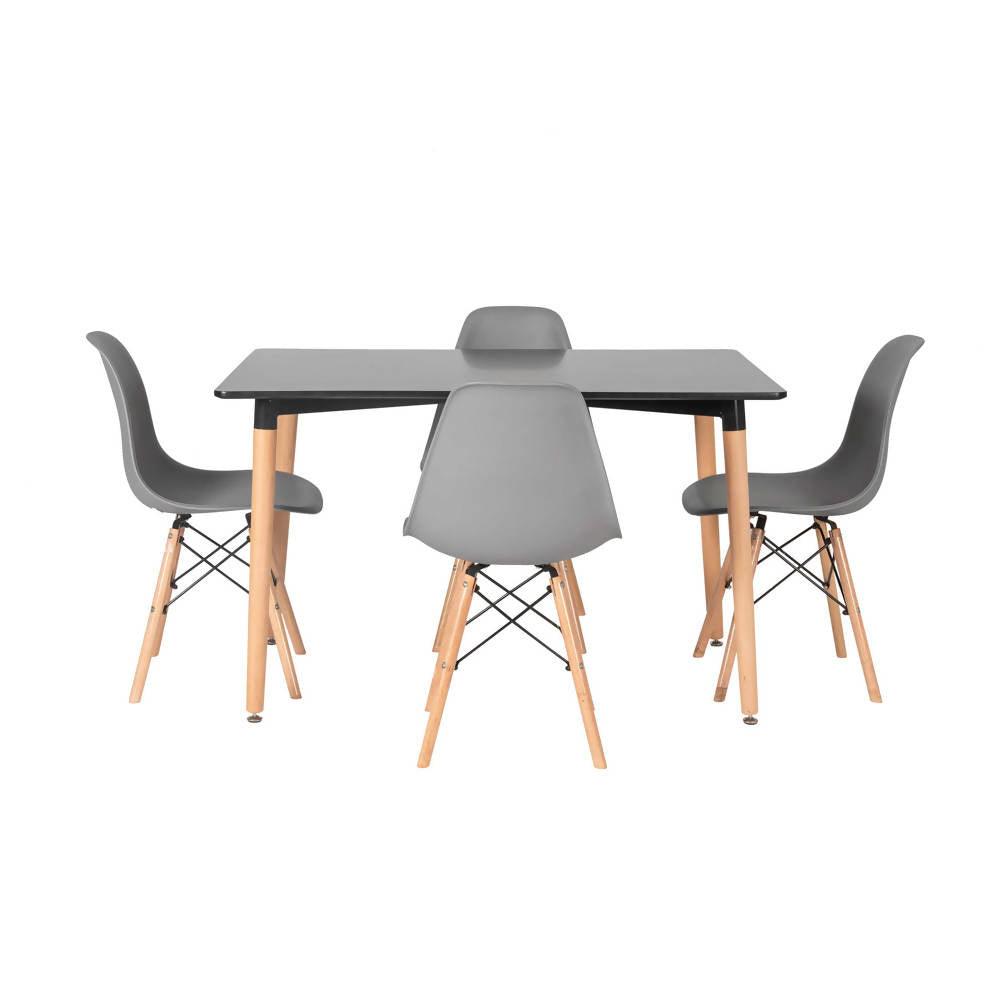 Juego de Comedor 4 Puestos Rectangular Edryk Gris - VIRTUAL MUEBLES