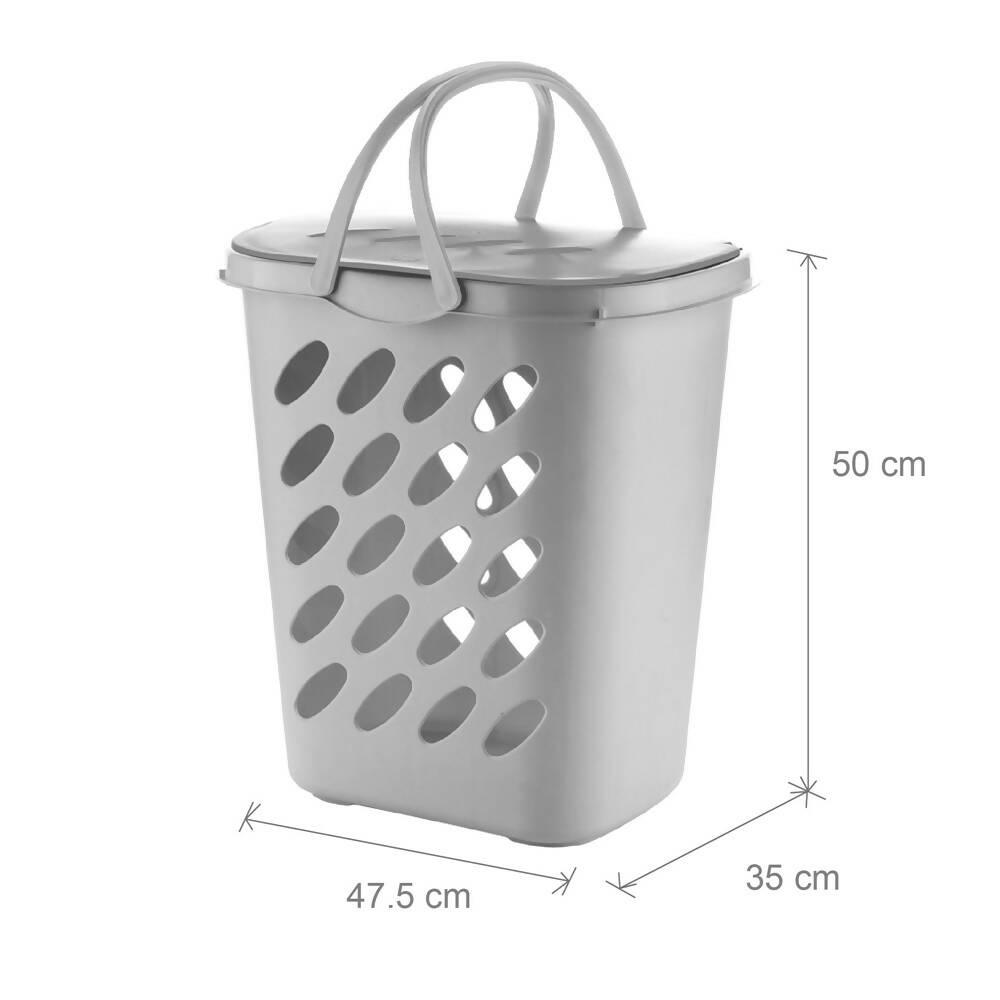 Canasta Para Ropa Con Tapa 46L Gris - VIRTUAL MUEBLES