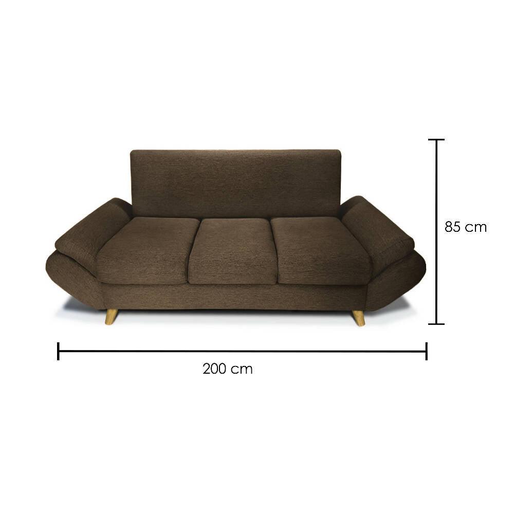 Sofá Jade 3 Puestos Lino Café - VIRTUAL MUEBLES