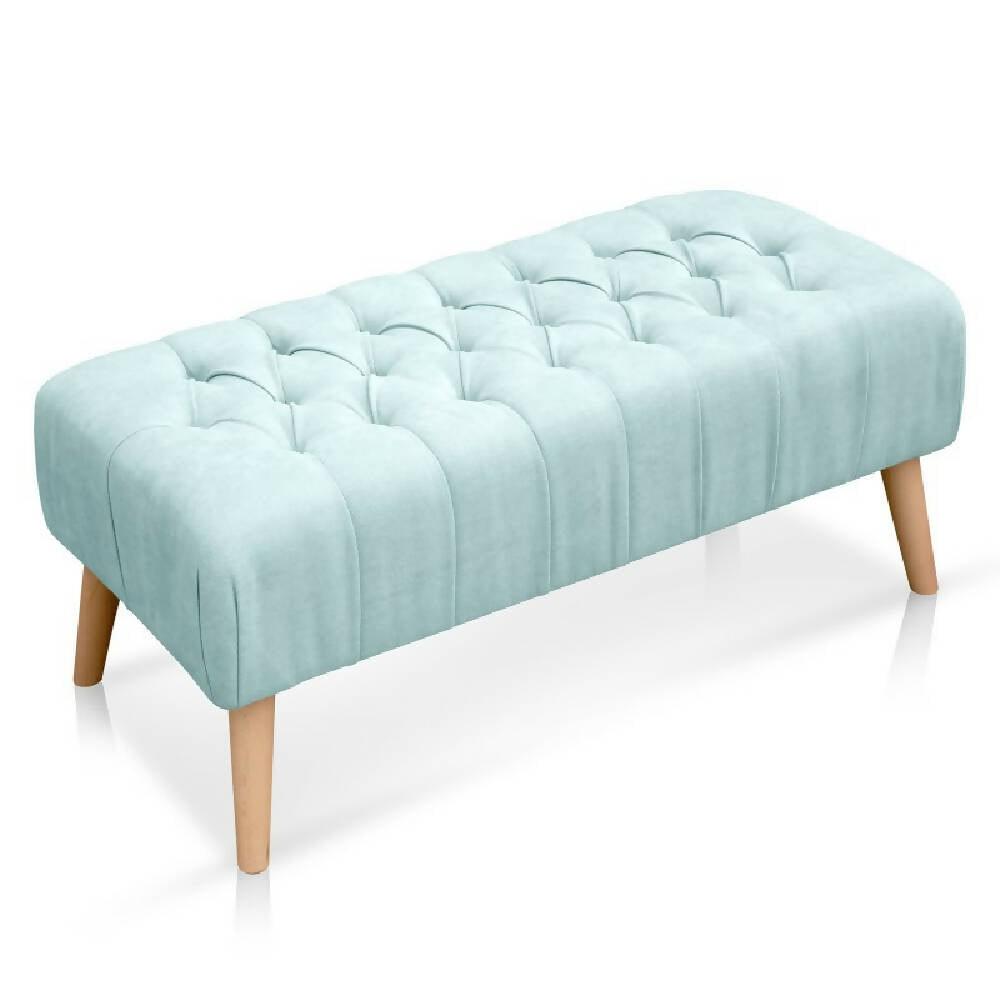 Banco Otomano Patas en Madera Tela Petfrendly Menta - VIRTUAL MUEBLES