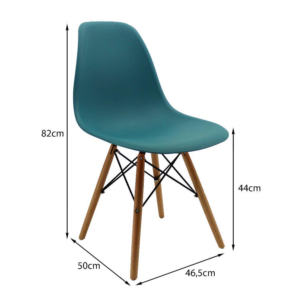 Kit por 4 sillas Eames Patas En Madera para comedor, sala, restaurante - Azul Petroleo - VIRTUAL MUEBLES