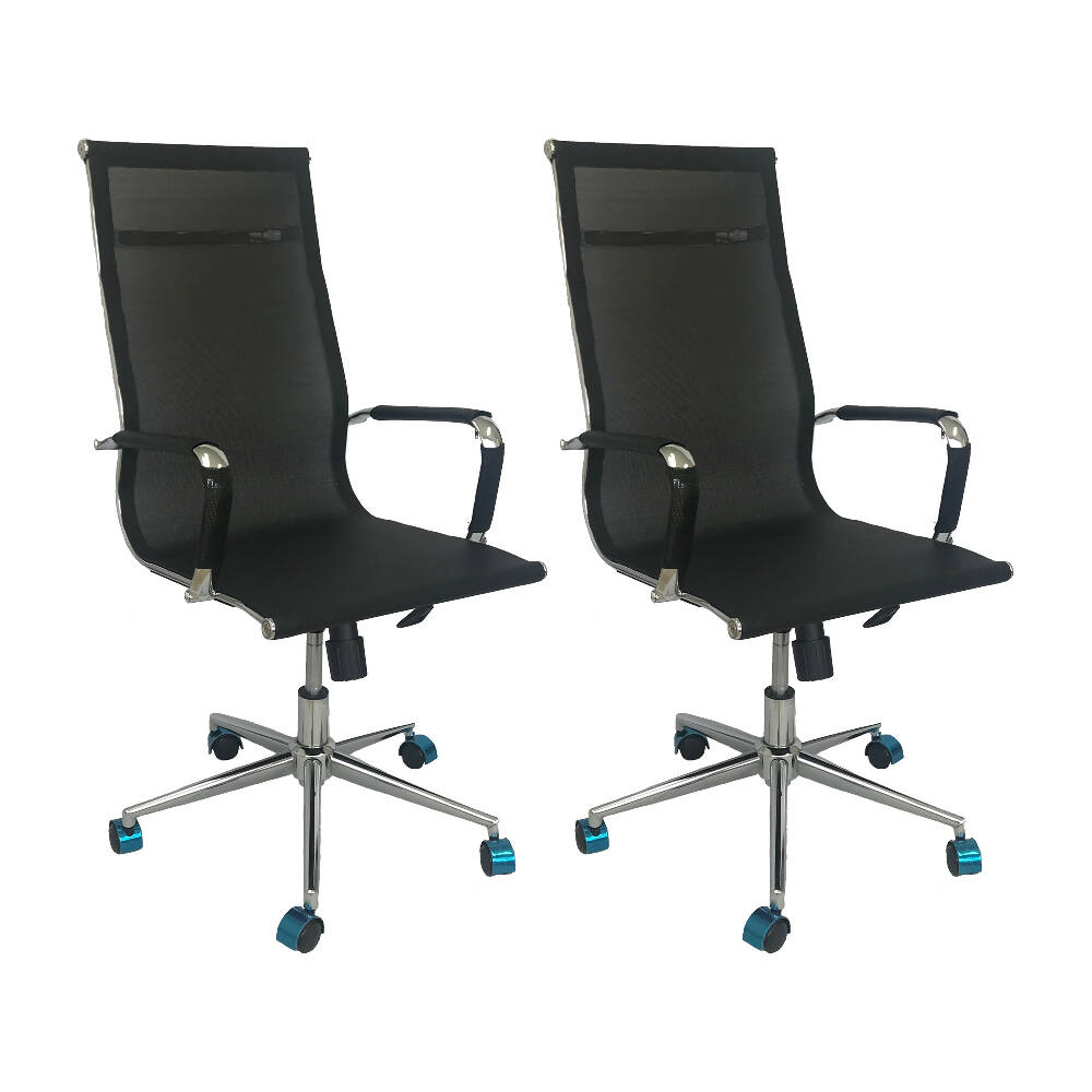 Kit Por 2 Silla Para Oficina Escritorio Alta - Negra