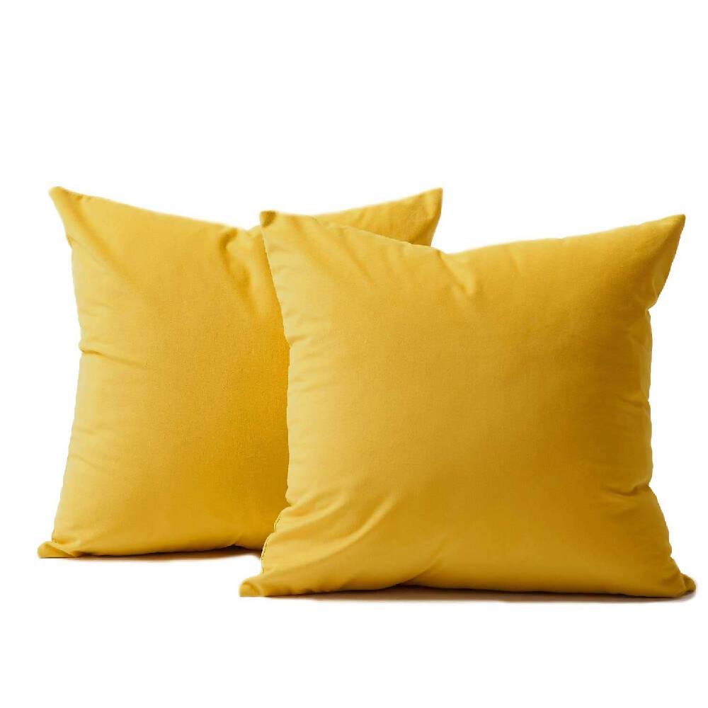 Funda X2 Cojines Decorativos Cuadrados en Tela Amarillo - VIRTUAL MUEBLES