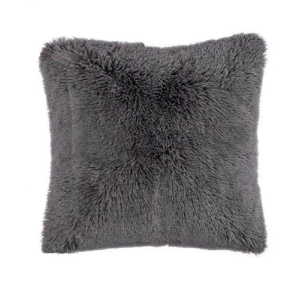COJIN DECORATIVO PELUDO GRIS OSCURO - VIRTUAL MUEBLES