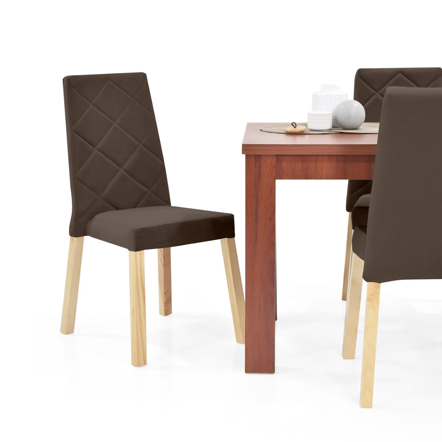 Juego de Comedor 4P Merida Cedro Sillas Liverpool Tela Chocolate - VIRTUAL MUEBLES