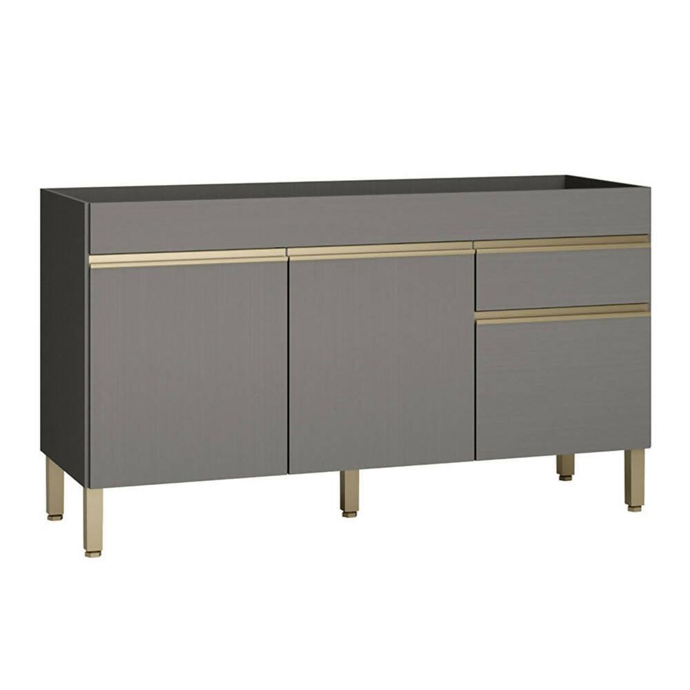 Cocina 150cm Lirio 6 Puertas 1 Cajón Gris/Maderado Natural - VIRTUAL MUEBLES