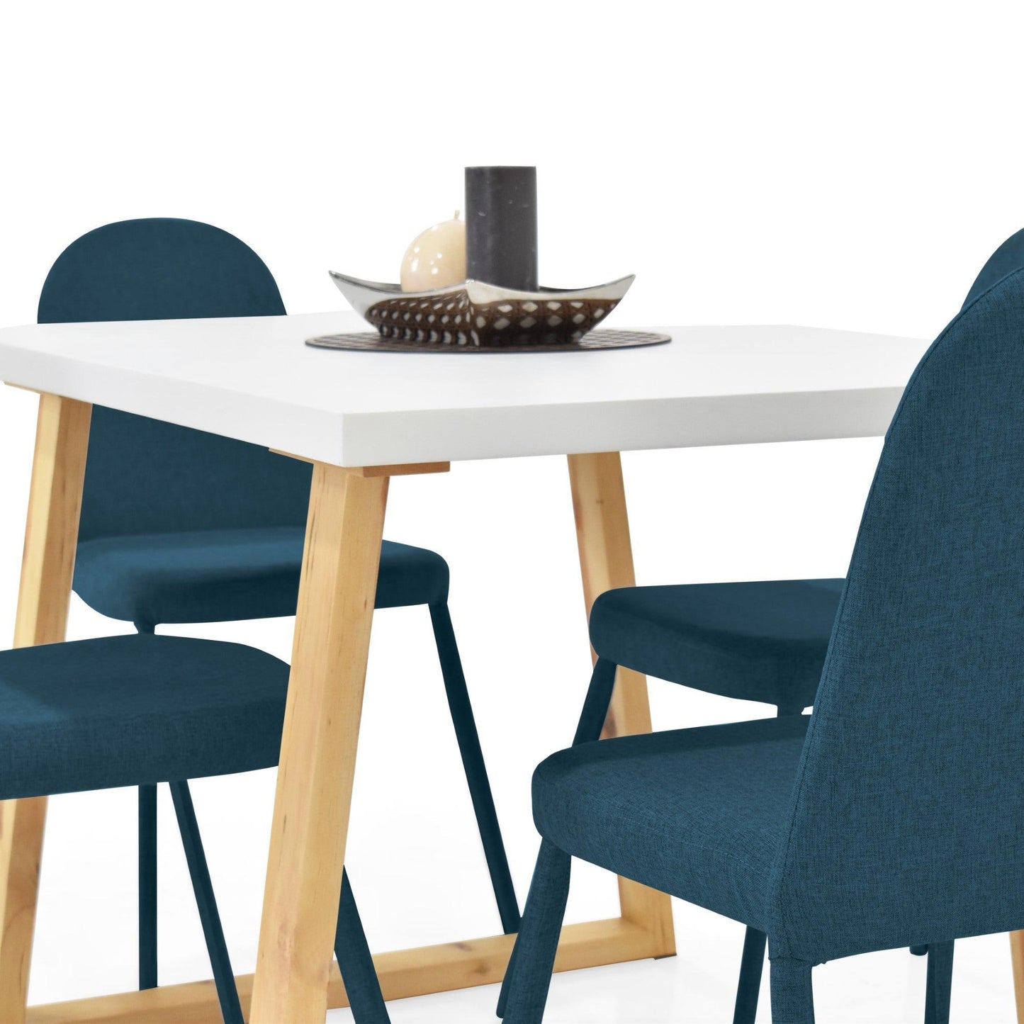 Juego de Comedor 4P Andara Sillas Dublin Tela Azul - VIRTUAL MUEBLES