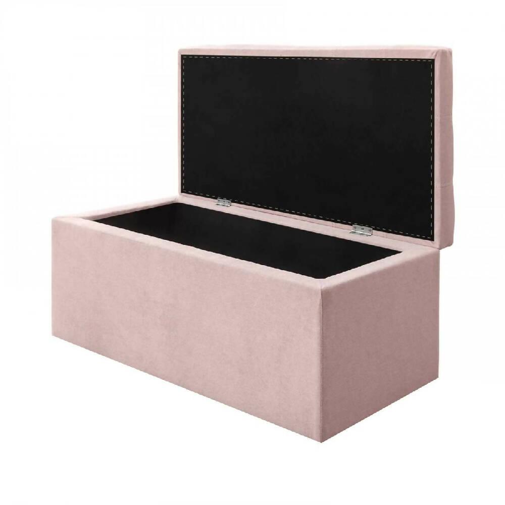 Puff Baúl Auxiliar Tela Rosa - VIRTUAL MUEBLES