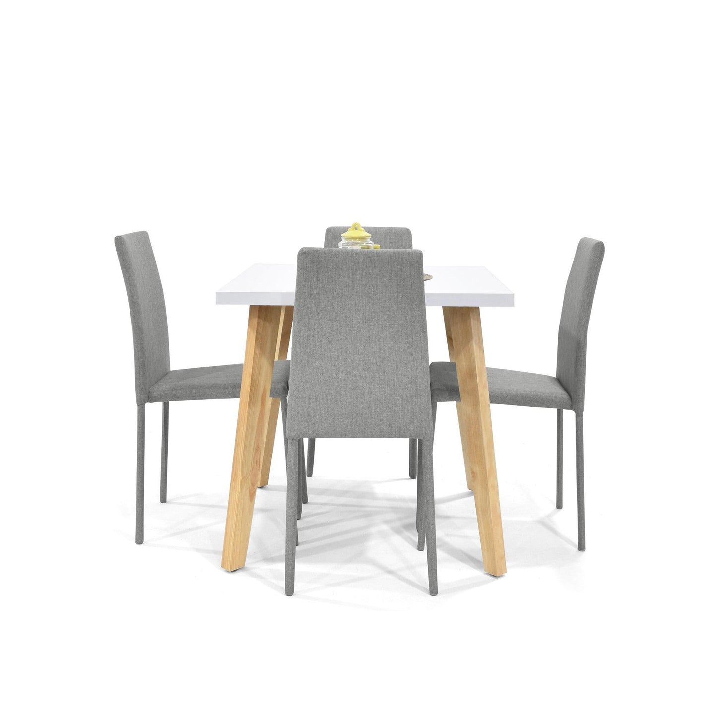 Juego de Comedor 4P Lyon Sillas Lyon Tela Plata - VIRTUAL MUEBLES