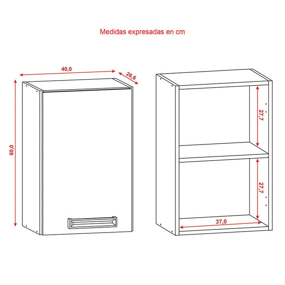 Cocina Gazania 120cm 6 Puertas 2 Cajones Maderado Natural/Blanco Supremo - VIRTUAL MUEBLES